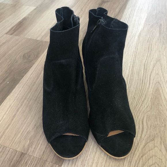 Steve Madden Black Suede Peep Toe Bootie - Picture 2 of 5